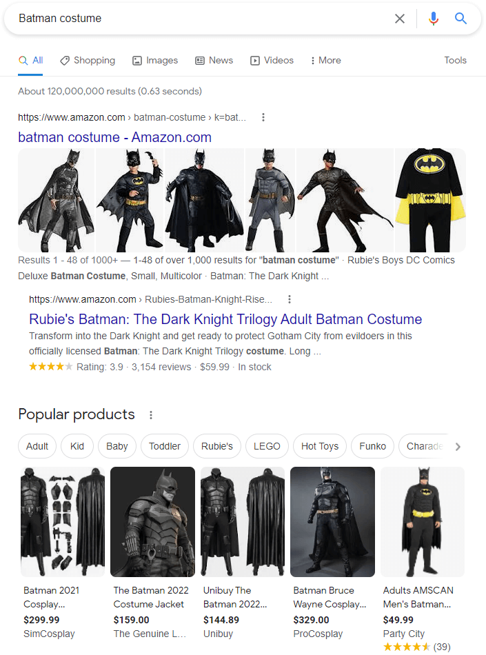 Batman costume serp